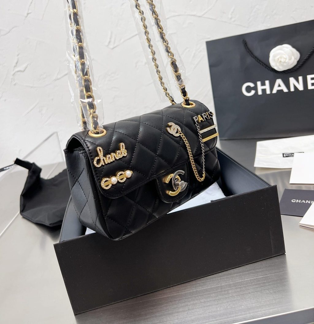 Chanel Quilted Mini Coco Clips Flap Gold And Ruthenium Hardware Black 20Cm - Image 5