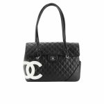 Chanel Cambon Flap Tote Quilted Leather Black 36Cm