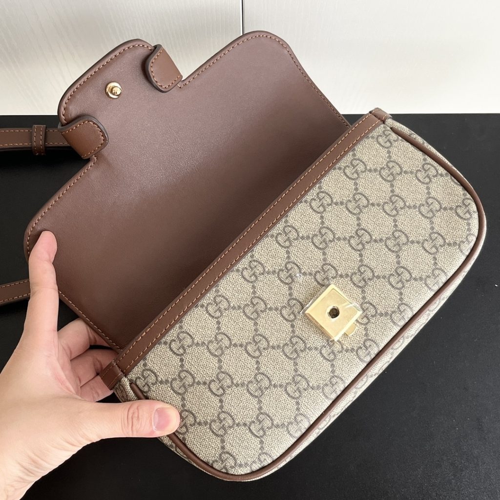 Gucci Horsebit 1955 Small Top Handle Bag Beige And Brown 22Cm - Image 6