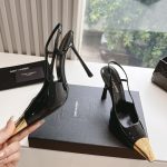 Saint Laurent Jeanne Slingback Pumps Black And Gold 800164aadx21000 - Image 5