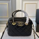 Chanel 25c Chain Handle Bowling Bag Black 18cm - Image 3