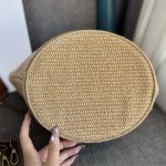 Celine Supple Small Triomphe Classic Panier In Raffia Tan 25Cm - Image 5