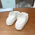 Prada Quilted Leather Platform Sandals White - Image 6