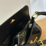 Prada Cleo Bag In Brushed Leather With Triangle Logo Black 24cm - Image 4