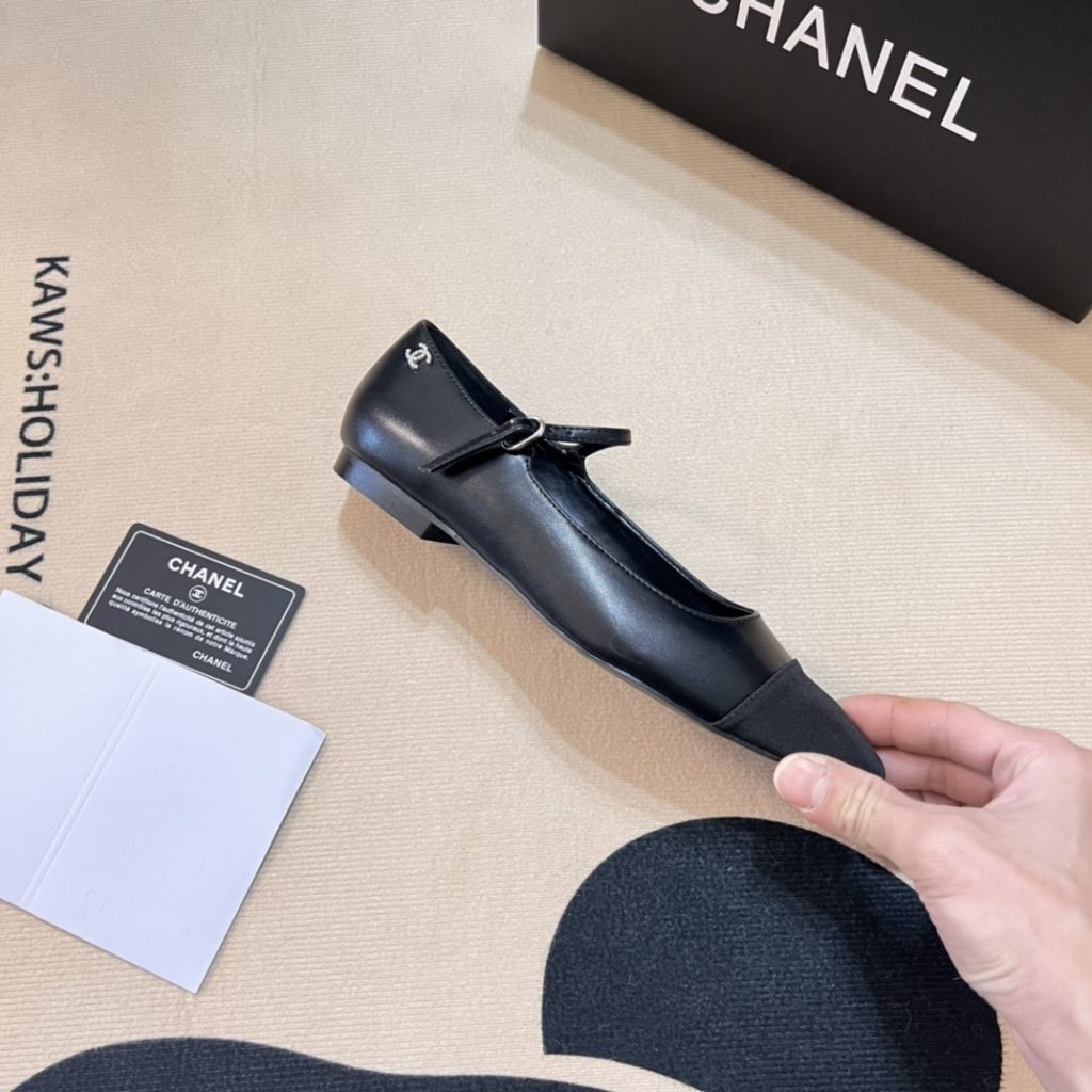 Chanel Square Toe Ballet Flats Black - Image 6