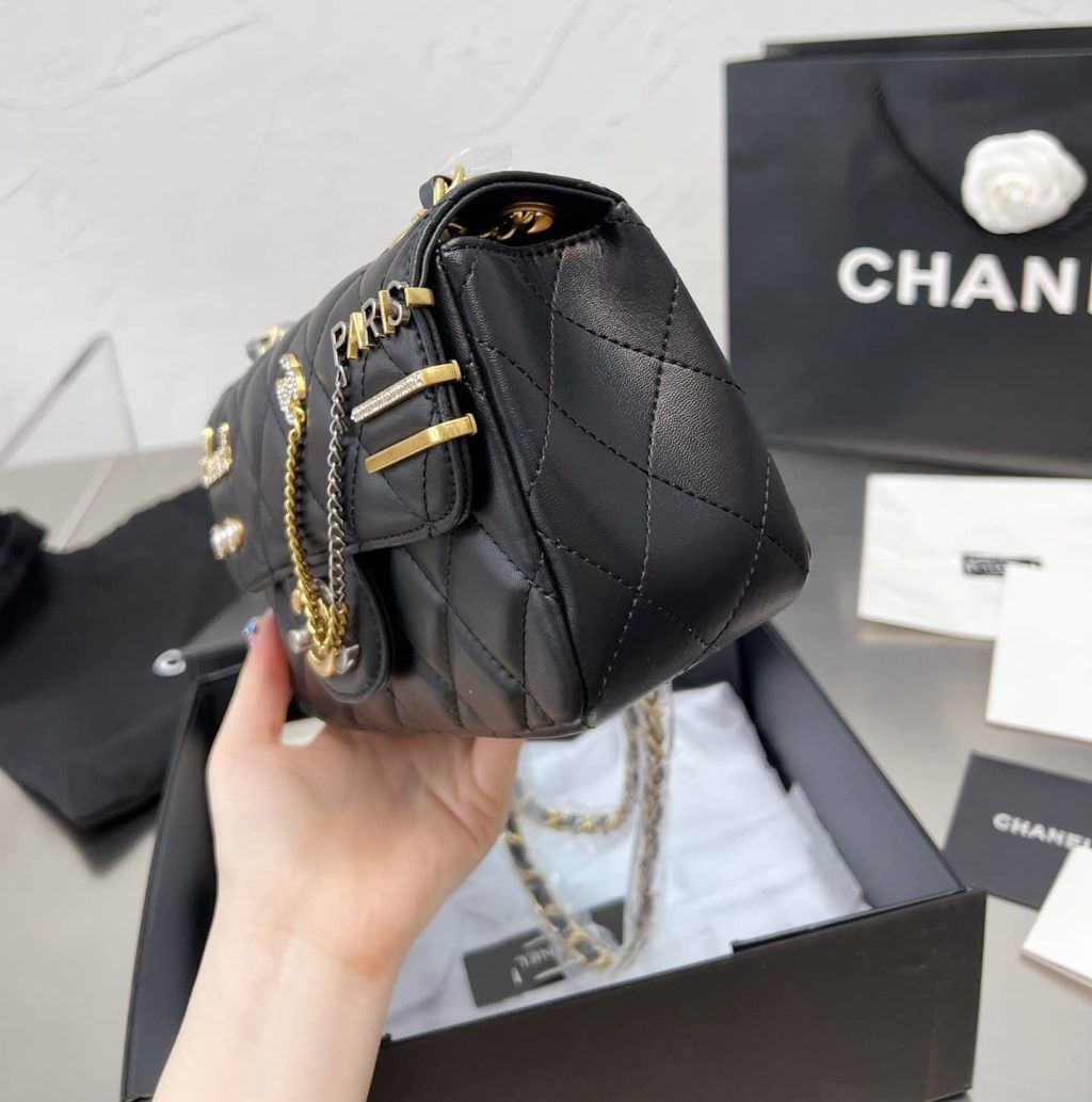 Chanel Quilted Mini Coco Clips Flap Gold And Ruthenium Hardware Black 20Cm - Image 7