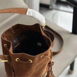 Prada Small Suede Bucket Bag In Brown 20Cm - Image 5