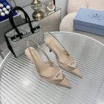 Prada Mesh Fabric Slingback Pumps Travertine Stone 1I891N 099 F0485 F 075 - Image 5