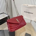 Saint Laurent Loulou Small Chain Bag Wine Red 25cm - Image 3