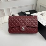 Chanel Classic Double Flap Bag Plum Red 25cm - Image 3