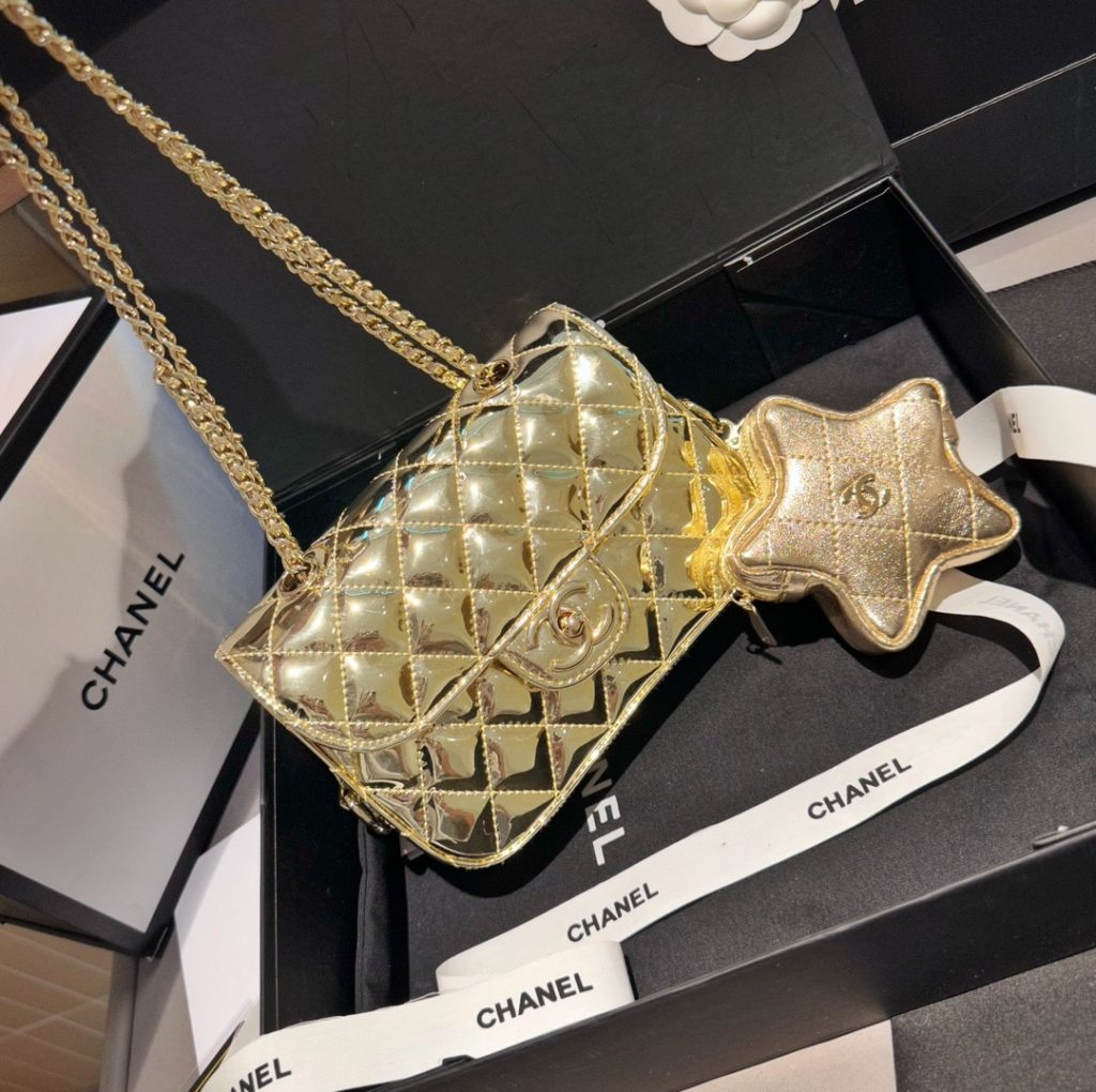 Chanel Mini Flap Bag Star Coin Purse Yellow Gold 20Cm As4646 B14873 Nt671 - Image 3