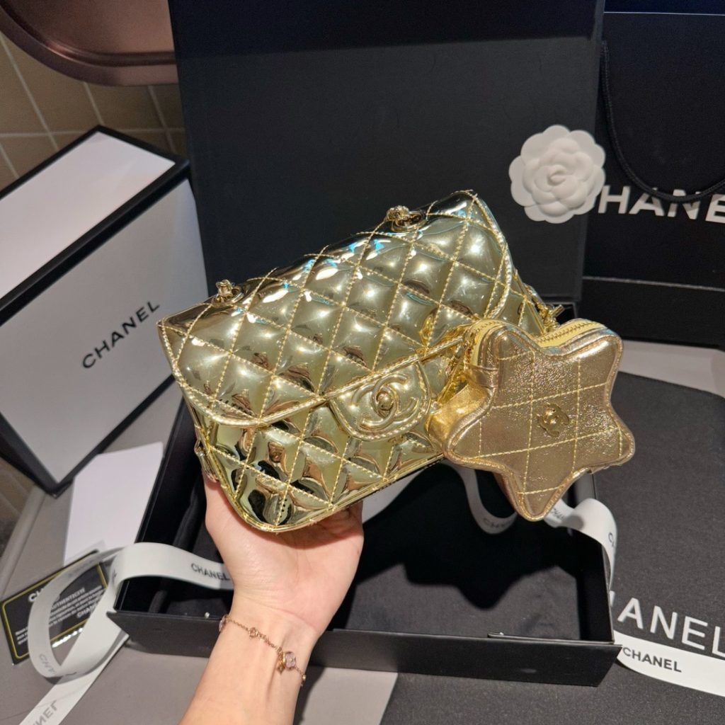 Chanel Mini Flap Bag Star Coin Purse Yellow Gold 20Cm As4646 B14873 Nt671 - Image 5