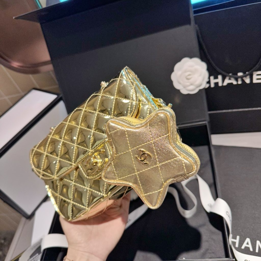 Chanel Mini Flap Bag Star Coin Purse Yellow Gold 20Cm As4646 B14873 Nt671 - Image 9