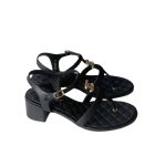 Chanel Sandal Open Round Toe Flip Flops Black