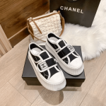 Chanel White CC Cap Toe Slipon Sneaker Black - Image 8