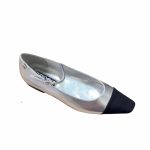 Chanel Square Toe Ballet Flats Black Silver