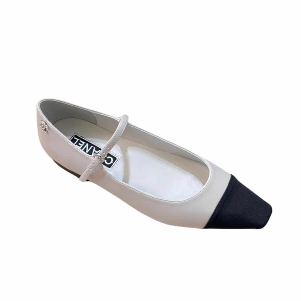 Chanel Square Toe Ballet Flats Black White - Image 2