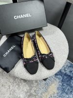 Chanel Ballerina Flat Shoes Tweed In Black - Image 5