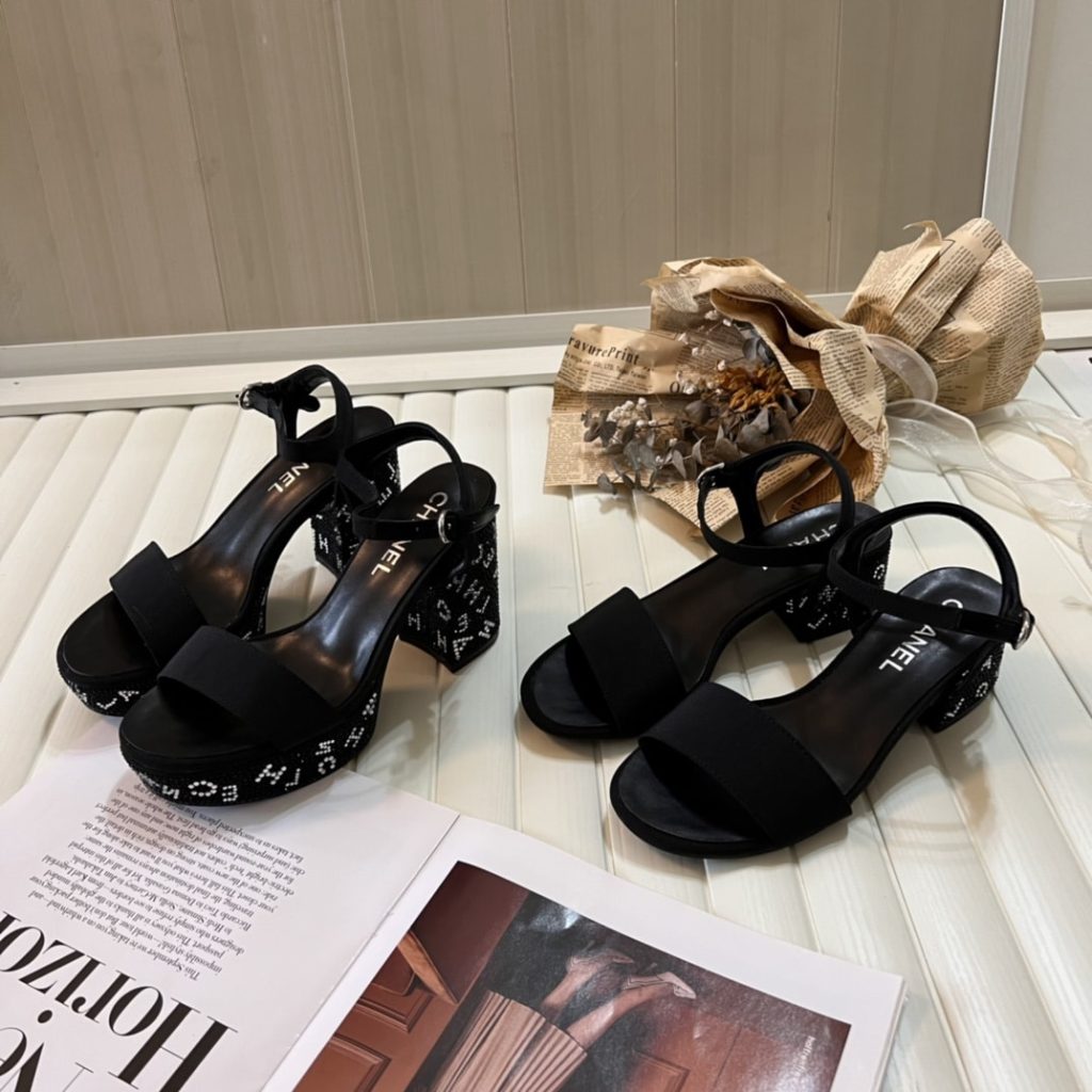 Chanel Sandal Pump Stone Beads Black Silver G45365 B15306 Nu665 - Image 4