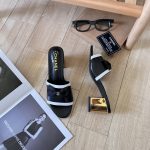 Chanel Grosgrain Ribbon Bow Mule Leather Gold Black - Image 4