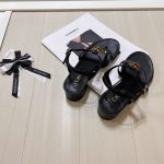 Chanel Sandal Open Round Toe Flip Flops Black - Image 4