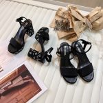 Chanel Sandal Pump Stone Beads Black Silver G45365 B15306 Nu665 - Image 3