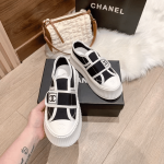 Chanel White CC Cap Toe Slipon Sneaker Black - Image 5