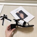 Chanel Sandal Open Round Toe Flip Flops Black - Image 6
