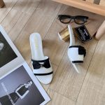 Chanel Grosgrain Ribbon Bow Mule Leather White - Image 6