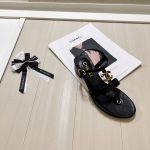 Chanel Sandal Open Round Toe Flip Flops Black - Image 8