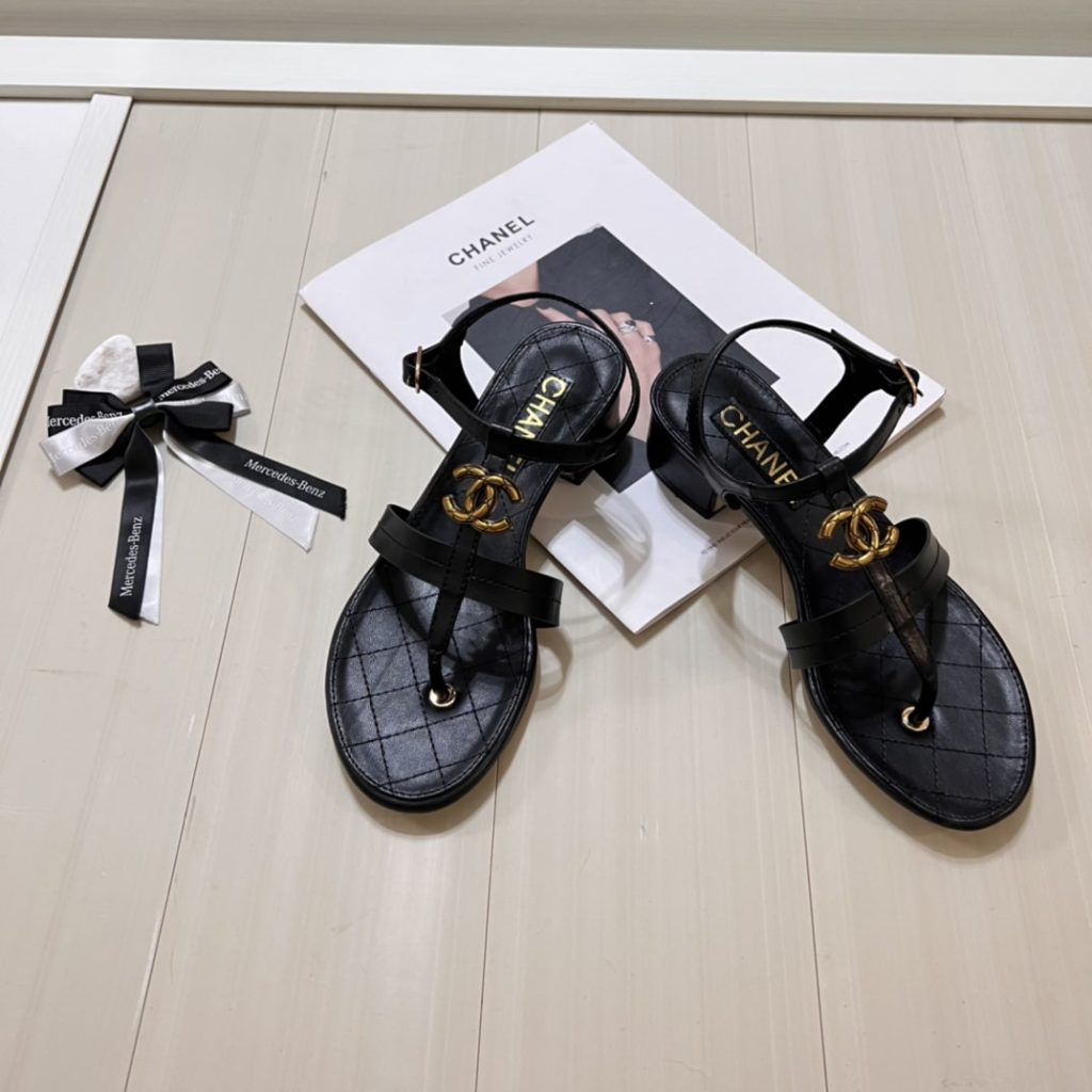 Chanel Sandal Open Round Toe Flip Flops Black - Image 10