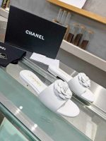 Chanel Camellia Slides White - Image 3