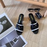 Chanel Grosgrain Ribbon Bow Mule Leather Gold Black - Image 8