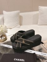 Chanel Tweed Cc Sandal Black - Image 3