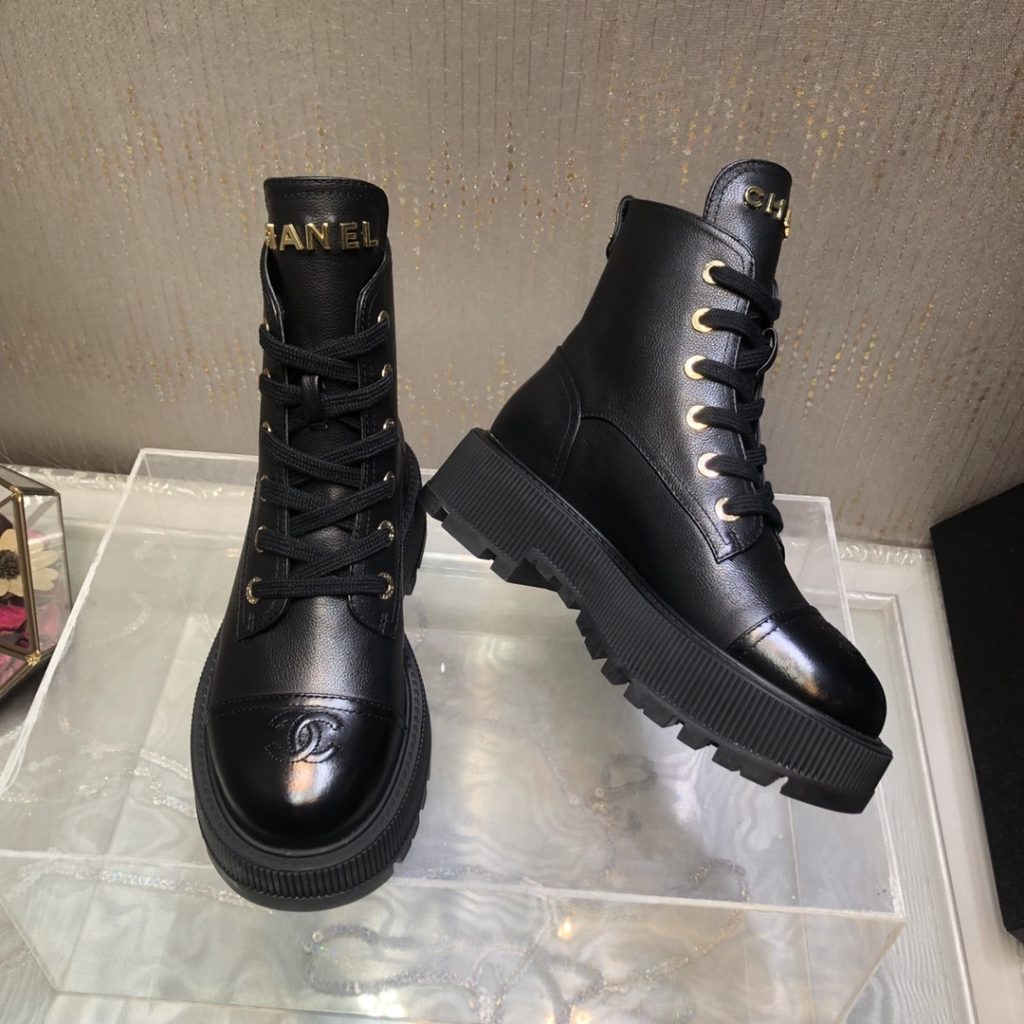 Chanel Cc Lace Up Boot Black G45124 B14018 94305 - Image 3