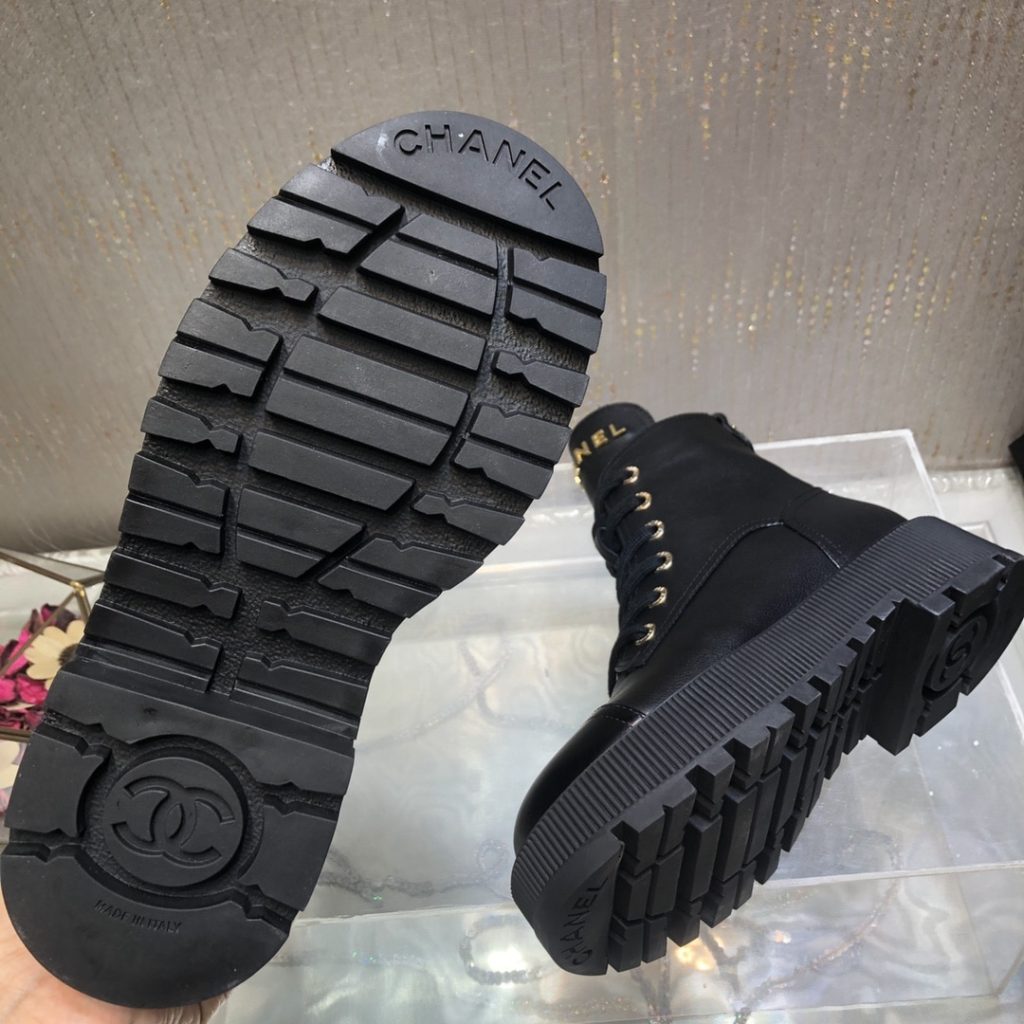 Chanel Cc Lace Up Boot Black G45124 B14018 94305 - Image 4