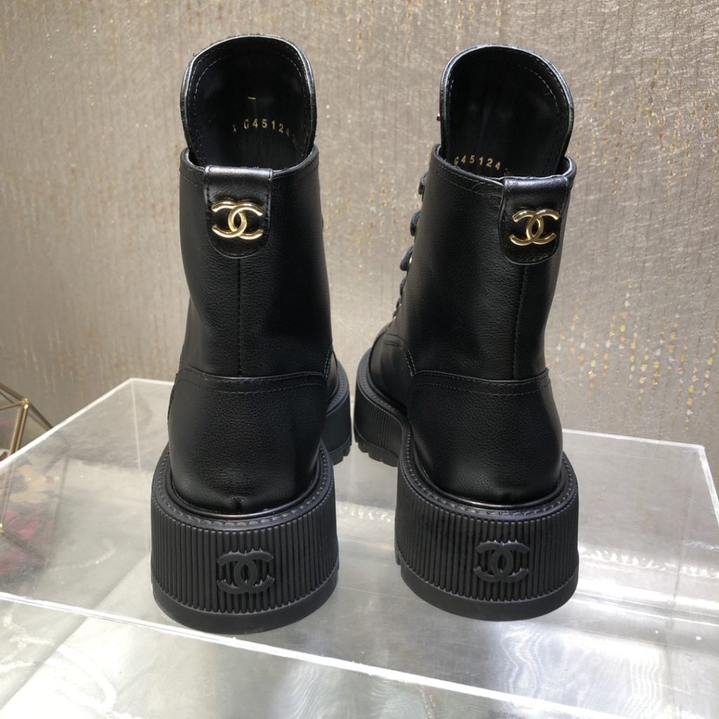 Chanel Cc Lace Up Boot Black G45124 B14018 94305 - Image 5