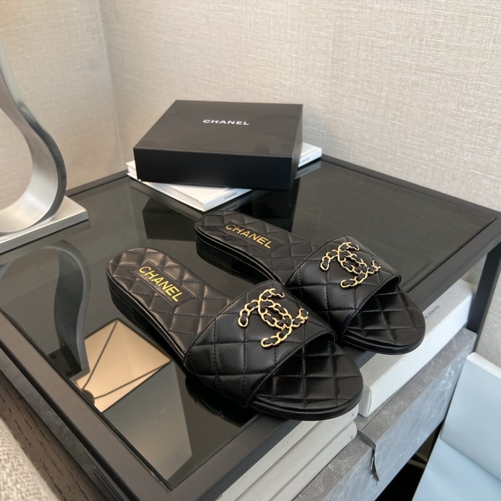 Chanel 23P Quilted Cc Chain Mule Sandal Black G39954 X56940 94305 - Image 8