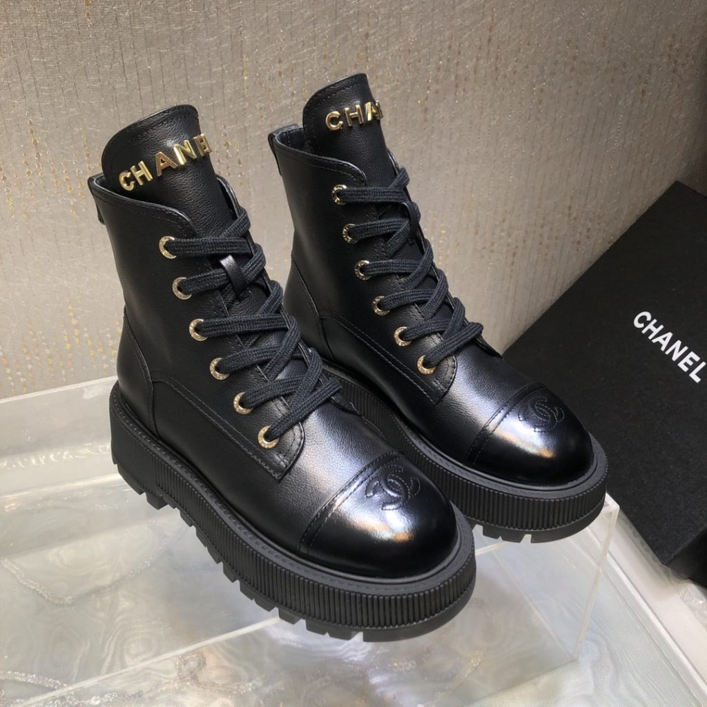 Chanel Cc Lace Up Boot Black G45124 B14018 94305 - Image 9