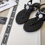 Chanel Black Quilted Leather With White Camellia Cc Logo Sandals G45258 X01000 94305 - Image 5