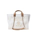 Chanel Shopping Bag With Pearls White 38Cm