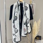 Chanel Cc With Pink Flower Square Scarf White 90Cm - Image 4