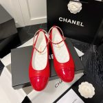 Chanel Interlocking Cc Logo Ballet Flats Red - Image 4