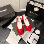 Chanel Interlocking Cc Logo Ballet Flats Red - Image 6