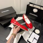 Chanel Interlocking Cc Logo Ballet Flats Red - Image 7