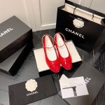 Chanel Interlocking Cc Logo Ballet Flats Red - Image 10