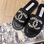 Chanel Coco Mark 23Ss Straw And Leather Sandals - Image 6