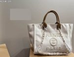 Chanel Shopping Bag With Pearls White 38Cm - Image 4