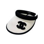 Chanel Straw Cc Visor Hat White