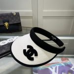 Chanel Straw Cc Visor Hat White - Image 5